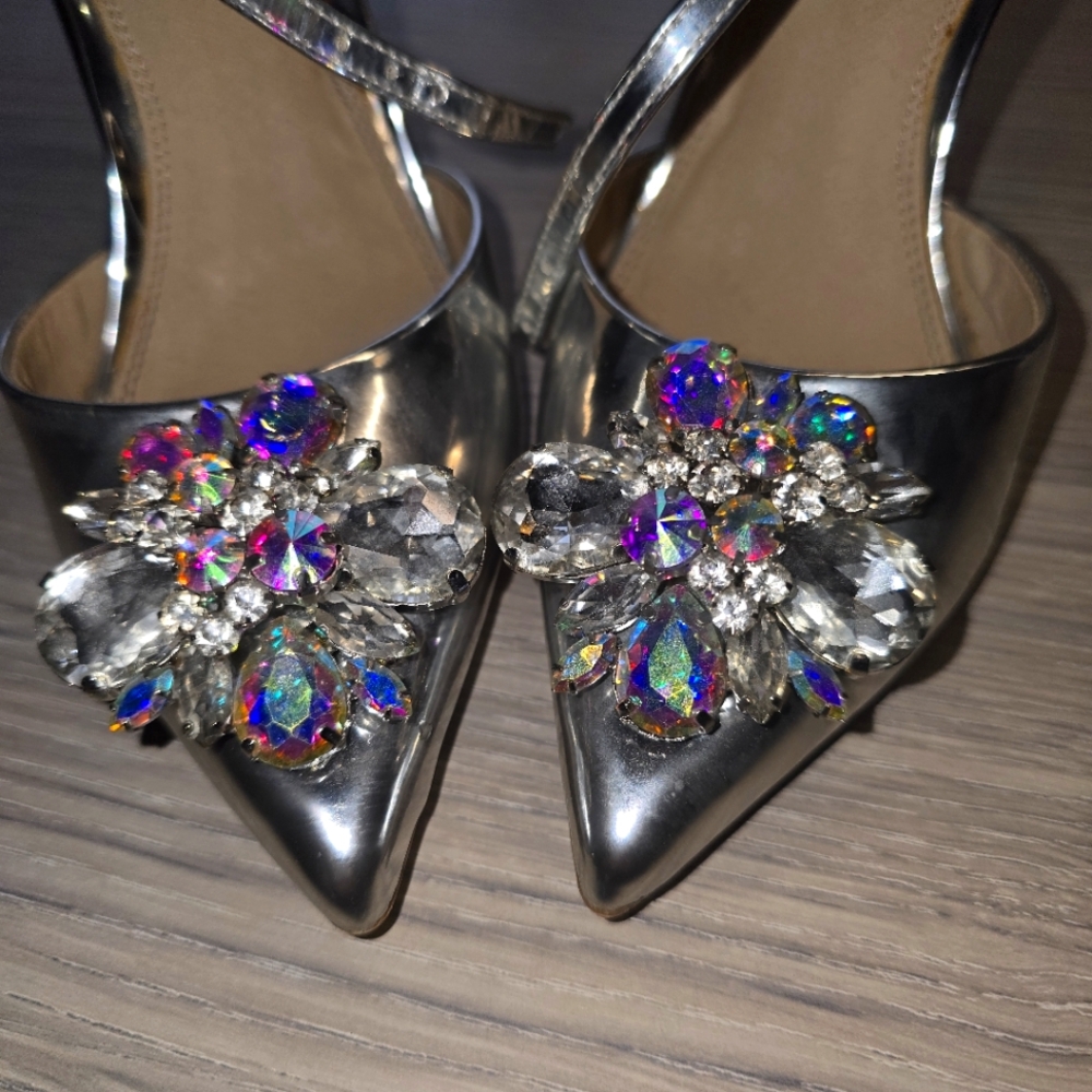 ASOS Elegant Silver High Heels with Jewel Embellishments
